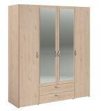 Kleiderschrank Enjour in Jackson Eiche Drehtrenschrank 4-trig mit Spiegel 160 x 185 cm