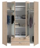 Kleiderschrank Enjour in Jackson Eiche Drehtrenschrank 4-trig mit Spiegel 160 x 185 cm