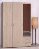 Kleiderschrank Enjour in Jackson Eiche Drehtrenschrank 3-trig mit Spiegel 120 x 185 cm