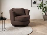 Drehsessel Comfy in braun Web-Velours Sessel 360 drehbar inklusive Kissen