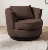 Drehsessel Comfy in braun Web-Velours Sessel 360 drehbar inklusive Kissen