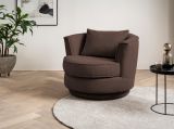 Drehsessel Comfy in braun Web-Velours Sessel 360 drehbar inklusive Kissen