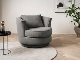 Drehsessel Comfy in grau Web-Velours Sessel 360 drehbar inklusive Kissen