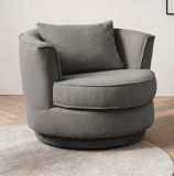 Drehsessel Comfy in grau Web-Velours Sessel 360 drehbar inklusive Kissen
