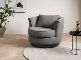 Drehsessel Comfy in grau Web-Velours Sessel 360 drehbar inklusive Kissen
