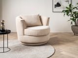 Drehsessel Comfy in wollwei Web-Velours Sessel 360 drehbar inklusive Kissen