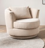 Drehsessel Comfy in wollwei Web-Velours Sessel 360 drehbar inklusive Kissen