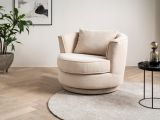 Drehsessel Comfy in wollwei Web-Velours Sessel 360 drehbar inklusive Kissen