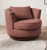 Drehsessel Comfy in terracotta Web-Velours Sessel 360 drehbar inklusive Kissen