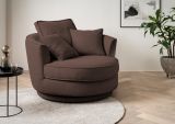 Drehsessel Comfy in braun Web-Velours XL Sessel 360 drehbar inklusive 3 x Kissen