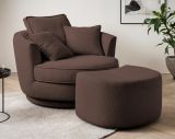 Drehsessel Comfy in braun Web-Velours XL Sessel 360 drehbar inklusive 3 x Kissen