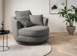 Drehsessel Comfy in grau Web-Velours XL Sessel 360 drehbar inklusive 3 x Kissen