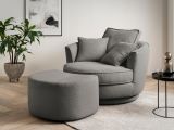 Drehsessel Comfy in grau Web-Velours XL Sessel 360 drehbar inklusive 3 x Kissen