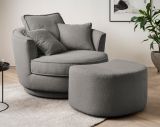 Drehsessel Comfy in grau Web-Velours XL Sessel 360 drehbar inklusive 3 x Kissen
