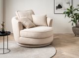 Drehsessel Comfy in wollwei Web-Velours XL Sessel 360 drehbar inklusive 3 x Kissen