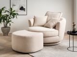 Drehsessel Comfy in wollwei Web-Velours XL Sessel 360 drehbar inklusive 3 x Kissen