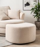 Drehsessel Comfy in wollwei Web-Velours XL Sessel 360 drehbar inklusive 3 x Kissen