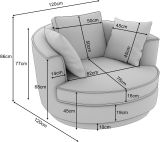 Drehsessel Comfy in wollwei Web-Velours XL Sessel 360 drehbar inklusive 3 x Kissen