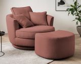 Drehsessel Comfy in terracotta Web-Velours XL Sessel 360 drehbar inklusive 3 x Kissen