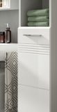 Badezimmer Kommode Carlo in wei Hochglanz und grau Badkommode mit Soft-Close 30 x 95 cm