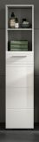 Badezimmer Hochschrank Carlo in wei Hochglanz und grau Badschrank mit Soft-Close 30 x 150 cm
