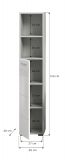 Badezimmer Hochschrank Carlo in wei Hochglanz und grau Badschrank mit Soft-Close 30 x 150 cm