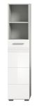 Badezimmer Hochschrank Carlo in wei Hochglanz und grau Badschrank mit Soft-Close 30 x 150 cm