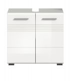 Waschbeckenunterschrank Carlo in wei Hochglanz und grau Badschrank mit Soft-Close 60 cm