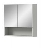 Badezimmer Spiegelschrank Carlo in grau Badschrank 2-trig mit Soft-Close 55 cm
