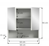 Badezimmer Spiegelschrank Carlo in grau Badschrank 2-trig mit Soft-Close 55 cm