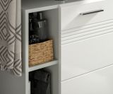 Waschbeckenunterschrank Carlo in wei Hochglanz und grau Badschrank mit Soft-Close 60 cm