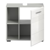 Waschbeckenunterschrank Carlo in wei Hochglanz und grau Badschrank mit Soft-Close 60 cm