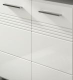 Waschbeckenunterschrank Carlo in wei Hochglanz und grau Badezimmer Unterschrank 80 cm