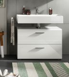 Waschbeckenunterschrank Carlo in wei Hochglanz und grau Badezimmer Unterschrank 80 cm