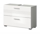 Waschbeckenunterschrank Carlo in wei Hochglanz und grau Badezimmer Unterschrank 80 cm