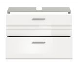 Waschbeckenunterschrank Carlo in wei Hochglanz und grau Badezimmer Unterschrank 80 cm