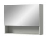 Badezimmer Spiegelschrank Carlo in grau Badschrank 2-trig mit Soft-Close 74 cm