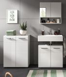 Badmbel Set 3-teilig Carlo in wei Hochglanz und grau Badkombination mit Soft-Close 135 cm