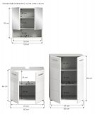 Badmbel Set 3-teilig Carlo in wei Hochglanz und grau Badkombination mit Soft-Close 135 cm