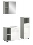 Badmbel Set 3-teilig Carlo in wei Hochglanz und grau Badkombination mit Soft-Close 105 cm