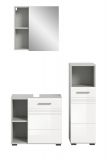 Badmbel Set 3-teilig Carlo in wei Hochglanz und grau Badkombination mit Soft-Close 105 cm