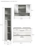 Badmbel Set 3-teilig Carlo in wei Hochglanz und grau Badkombination mit Soft-Close 125 cm
