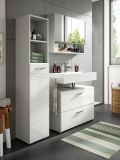 Badmbel Set 3-teilig Carlo in wei Hochglanz und grau Badkombination mit Soft-Close 125 cm