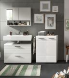 Badmbel Set 2-teilig Carlo in wei Hochglanz und grau Badkombination mit Soft-Close 80 x 190 cm