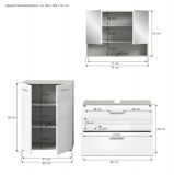 Badmbel Set 3-teilig Carlo in wei Hochglanz und grau Badkombination mit Soft-Close 155 cm