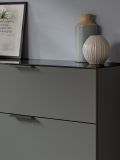 Kommode Riano in grau mit Glasauflage Sideboard 135 cm, Soft-Close-Funktion