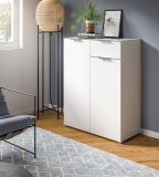 Kommode Riano in wei mit Glasauflage Sideboard 90 cm, Soft-Close-Funktion