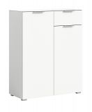 Kommode Riano in wei mit Glasauflage Sideboard 90 cm, Soft-Close-Funktion