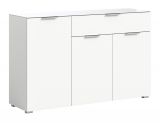 Kommode Riano in wei mit Glasauflage Sideboard 135 cm, Soft-Close-Funktion