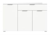 Kommode Riano in wei mit Glasauflage Sideboard 135 cm, Soft-Close-Funktion